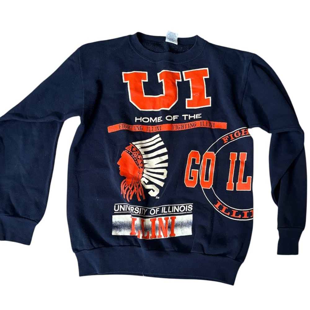 University of Illinois 80’s Navy & Orange Crewneck Sweatshirt